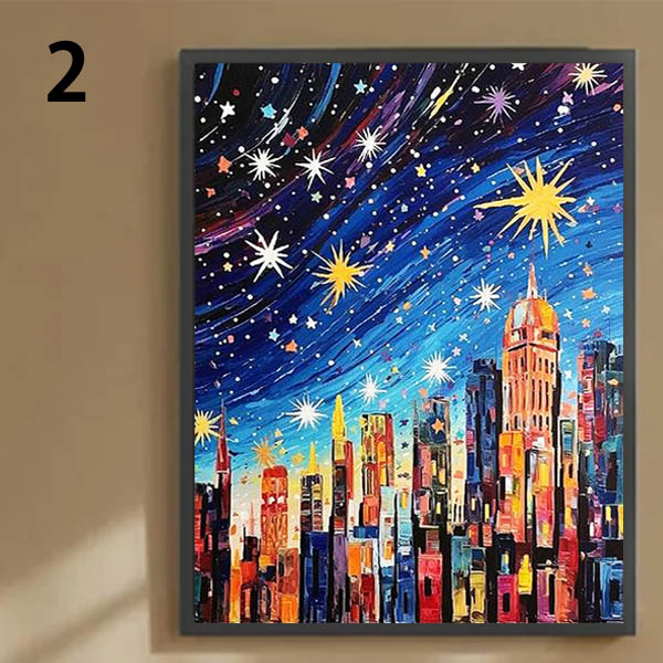 中級 フル ダイヤモンドアート キット ビーズ刺繍 夜景 ビル群 ポップ