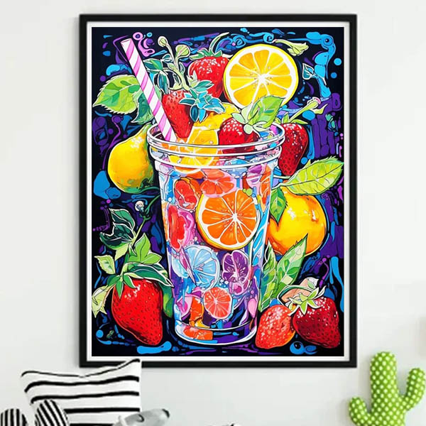 ゆずみかんさん専用★ ダイヤモンドアートクラブ 中級 フル ダイヤモンドアート キット ビーズ刺繍 フルーツジュース