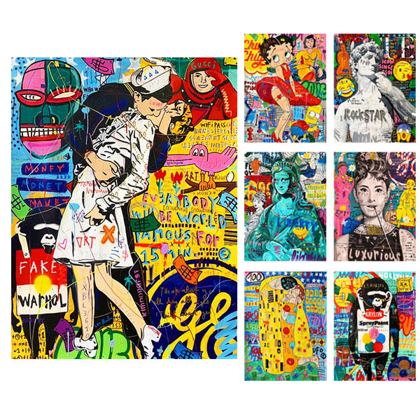 クリスタルアート ポップアート コミック風アート ビーズ装飾付き 初級 フル ダイヤモンドアート キット ビーズ刺繍 ステンド