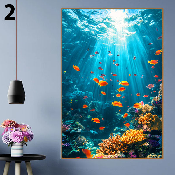 上級 フル ダイヤモンドアート キット ビーズ刺繍 海の中 クラゲ