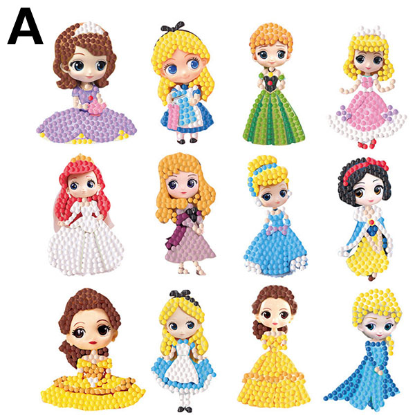 シールタイプ セット ダイヤモンドアート キット 12個入り ドーリー おとぎ話 プリンセス 女の子 お姫様 ビーズ刺繍 モザイクアート リハビリ 趣味 カラービーズ |  | 01