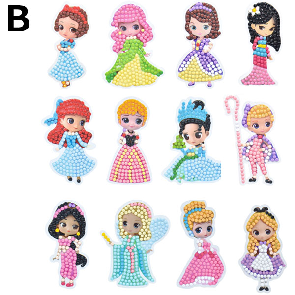 シールタイプ セット ダイヤモンドアート キット 12個入り ドーリー おとぎ話 プリンセス 女の子 お姫様 ビーズ刺繍 モザイクアート リハビリ 趣味 カラービーズ |  | 02