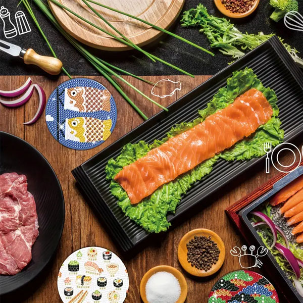 コースター 制作キット ダイヤモンドアート 8枚 ステンドグラス 和柄