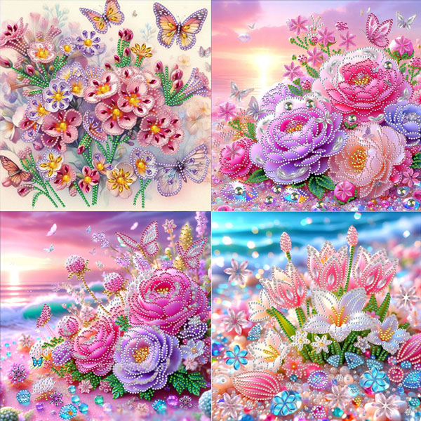 ラインストーンビーズ ハーフ ダイヤモンドアート 刺繍キット 海辺