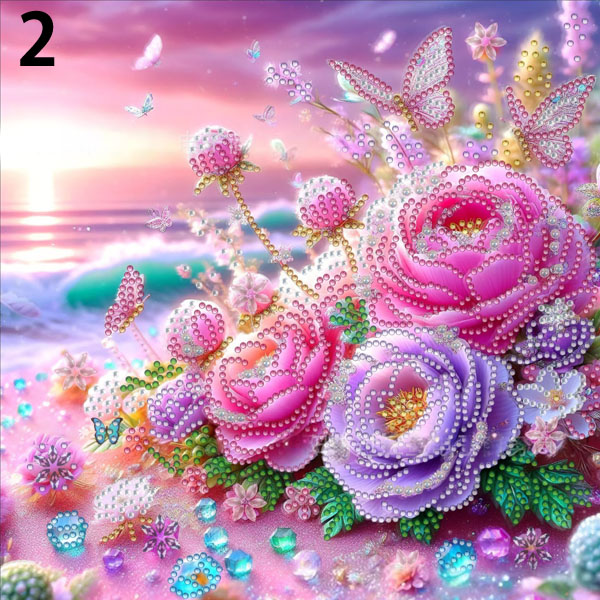 ラインストーンビーズ ハーフ ダイヤモンドアート 刺繍キット 海辺