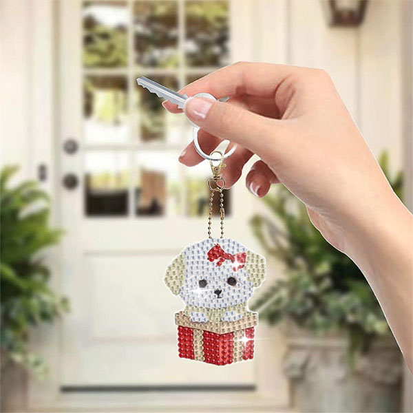 キーホルダー 制作キット ダイヤモンドアート 子犬 柴犬 マルチーズ