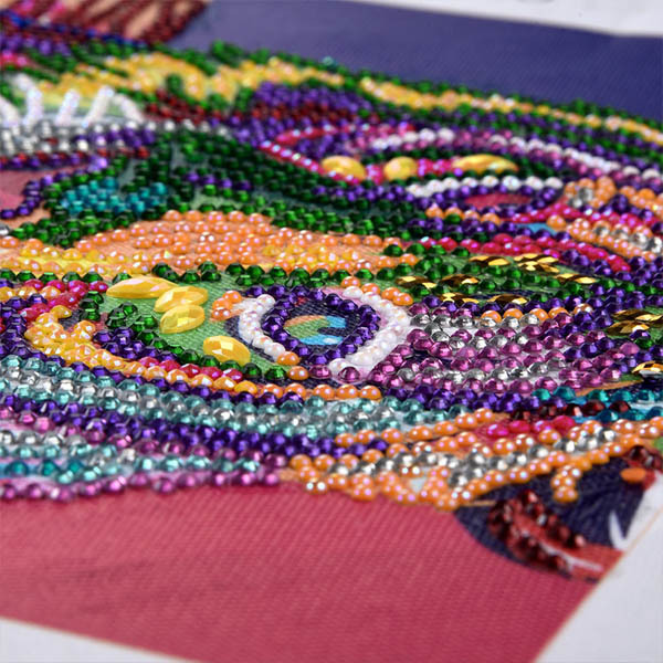 ラインストーンビーズ ハーフ ダイヤモンドアート 刺繍キット 虎