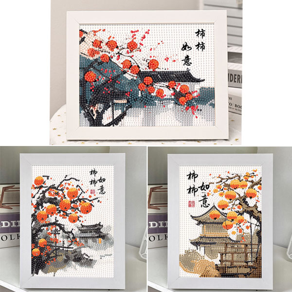 水墨画 花開富貴 木製フレーム付き 水墨画 花開富貴 木製フレーム付き 水墨画 花開富貴 木製