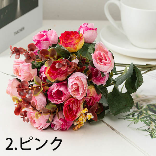 1束 選べる6色 造花 ミニバラ 薔薇 ビンテージ レトロ フェイク