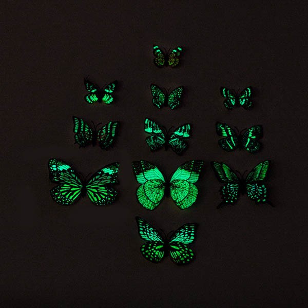 3D立体バタフライ 蝶 夜光 蓄光 リアル転写 マグネット 羽ばたき
