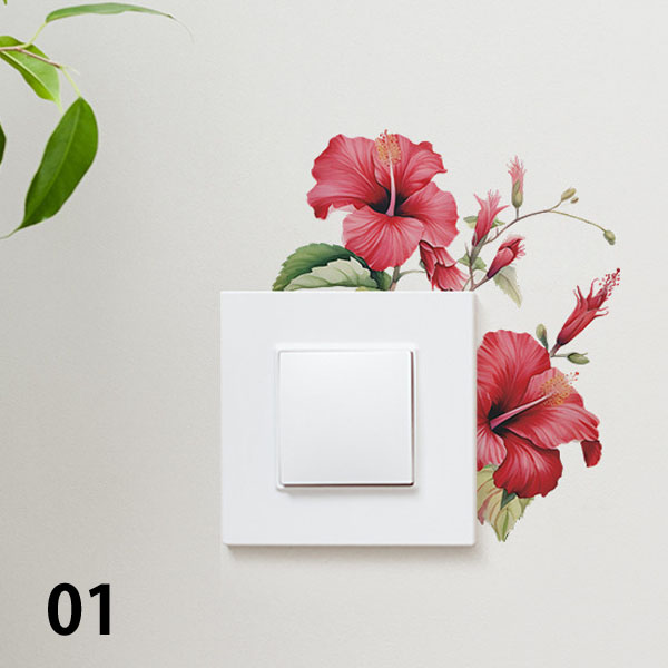 電気スイッチ コンセント周り ハイビスカス 南国 水彩画フラワー