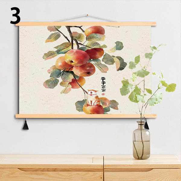 タペストリー 壁掛け ハンガーポスター 掛け軸風 水彩画 イラスト 猫と