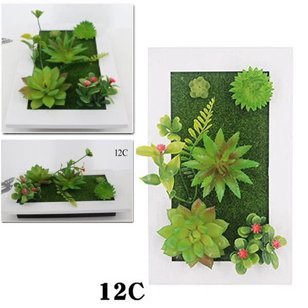 壁掛3D立体 長方形 シンプル 多肉植物 寄せ植え グリーンフレーム