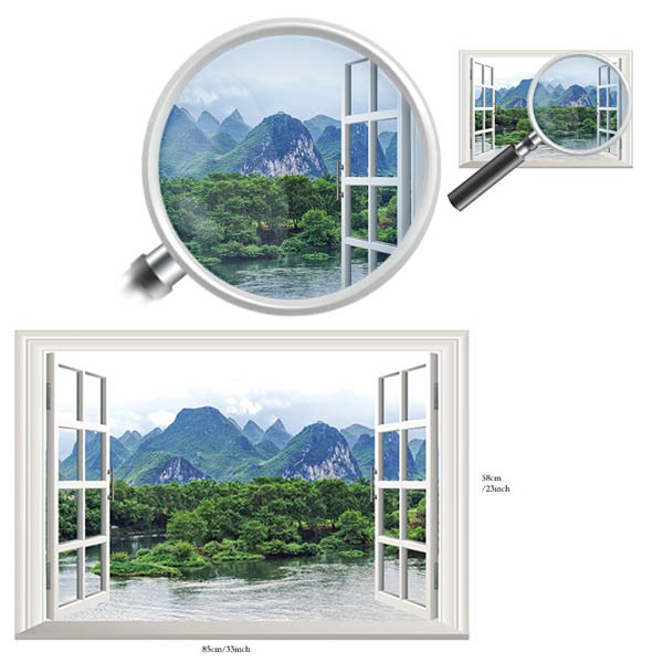 売りつくし ウォールステッカー アジアンテイスト 山 森林 6090 だまし