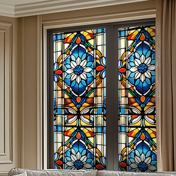 ガラスステッカー ステンドグラス 教会風 アンティーク 幾何学模様
