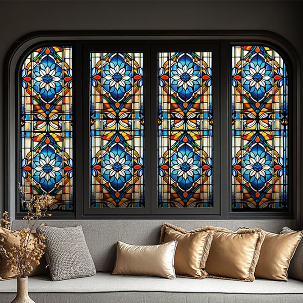 ガラスステッカー ステンドグラス 教会風 アンティーク 幾何学模様