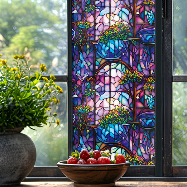 ガラスステッカー ステンドグラス 教会風 幻想カラー 幾何学模様