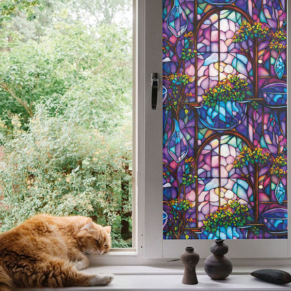 ガラスステッカー ステンドグラス 教会風 幻想カラー 幾何学模様