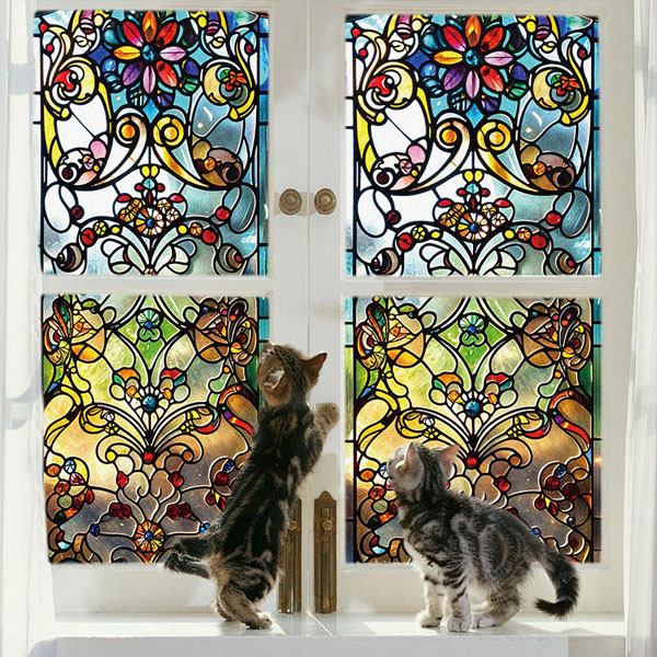 ガラスステッカー ステンドグラス アールヌーヴォー フラワー レトロ