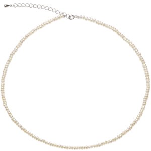 パール ネックレス 高級 淡水真珠 ネックレス 約2-3mm ケシ真珠 シルバーの写真