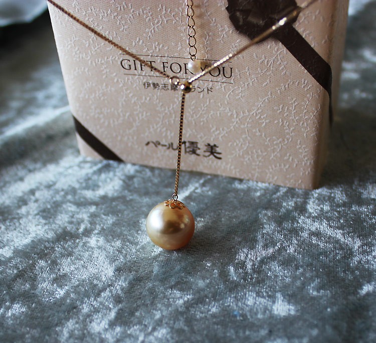 N6753 パールネックレス プラチナ PT850 42㎝ 7g アンティーク 南洋真珠 13mm K18 / PT850 プラチナ 真珠 ネックレス スライド