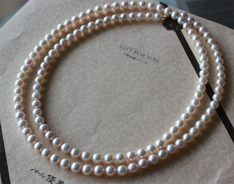 アコヤ真珠 6.5-7mm 真珠 ネックレス 90cm ホワイトピンク K18 
