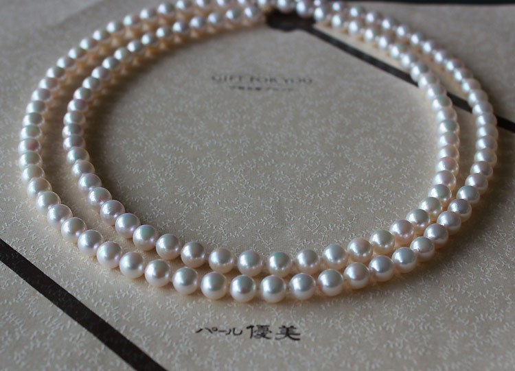 アコヤ真珠 6.5-7mm 真珠 ネックレス 90cm ホワイトピンク K18
