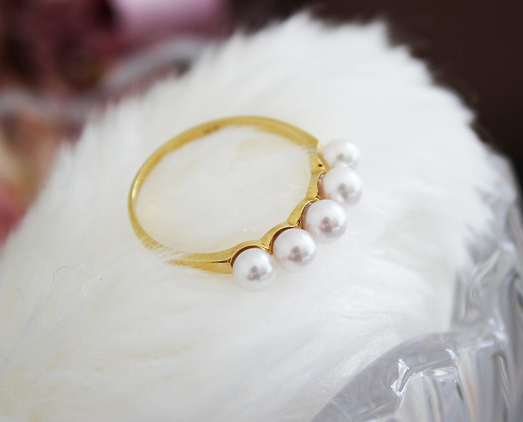 K18 数粒 あこや真珠 ベビーパール リング akoya ring : パール
