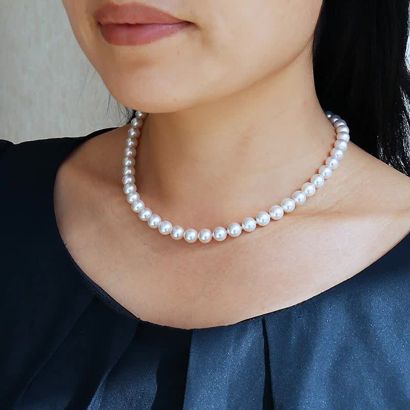 akoya 準花珠 アコヤ真珠 ネックレス 7.5-8mm 全長42cm 真珠品質