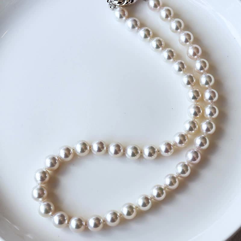 akoya 準花珠 アコヤ真珠 ネックレス 8.5-9.0mm 全長42cm 真珠品質保証  