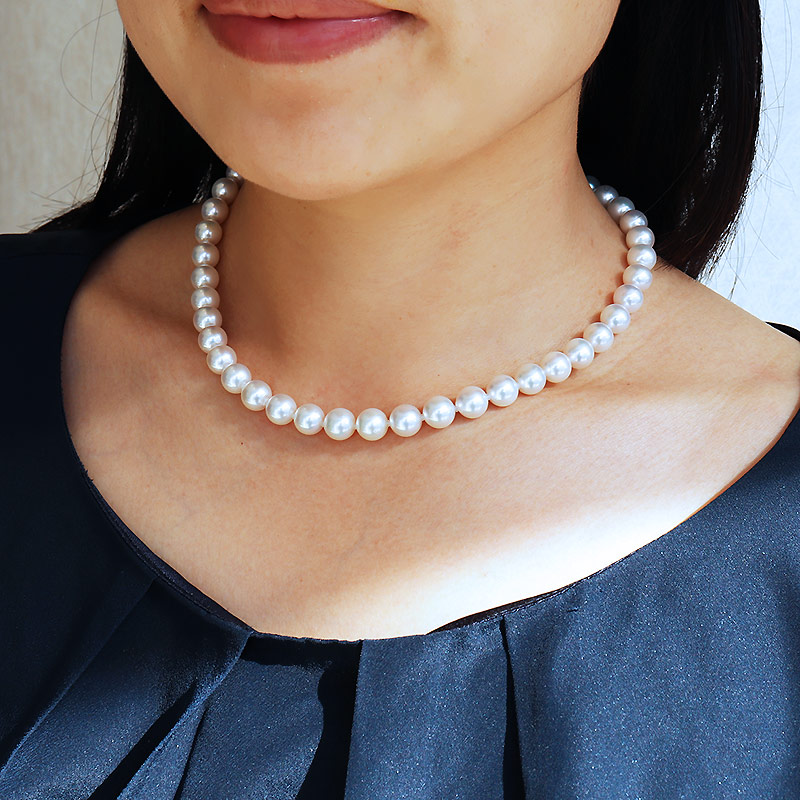 akoya 準花珠 アコヤ真珠 ネックレス 8.5-9.0mm 全長42cm 真珠品質保証