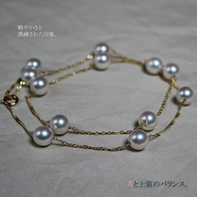 艶照り最高】K18WG マグネットアジャスター あこや真珠ベビーパールネックレス あこや真珠ベビーパールネックレス＜3.5～4mm＞アジャスター・K18YG N