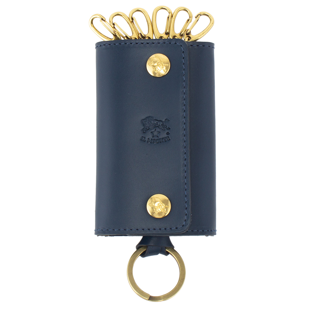 新品 イルビゾンテ 本革 キーケース キーホルダー 6連 限定 ネイビー ヌメ IL BISONTE（イルビゾンテ） 月末限定ポイントUP 【並行輸入品】 Il