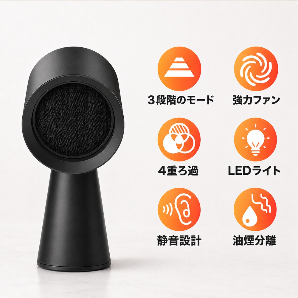Livease（リヴィーズ） 卓上換気扇 卓上レンジフード DVF-011MB 卓上