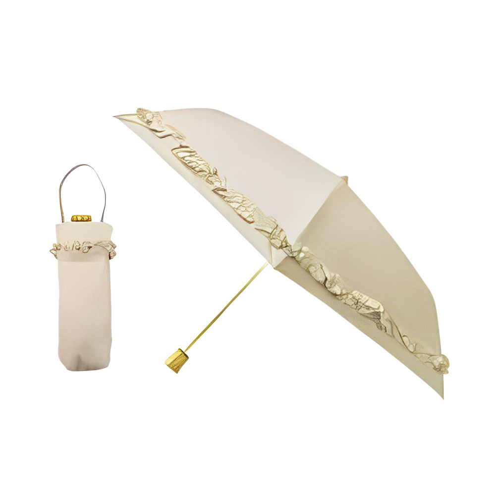 日傘 雨傘 完全遮光 フリルギャザー傘 まるい3段 折りたたみ 晴雨兼用 遮熱 ピンクトリック pi...