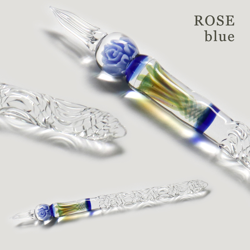 【スーリール】SOURIRE ガラスペン ROSE ローズ つけペン 硝子 レッド ブルー 花 装飾 バラ 薔薇 手作り 高級 美しい オブジェ インテリア 筆記具 文具 日本製｜pellepenna｜03