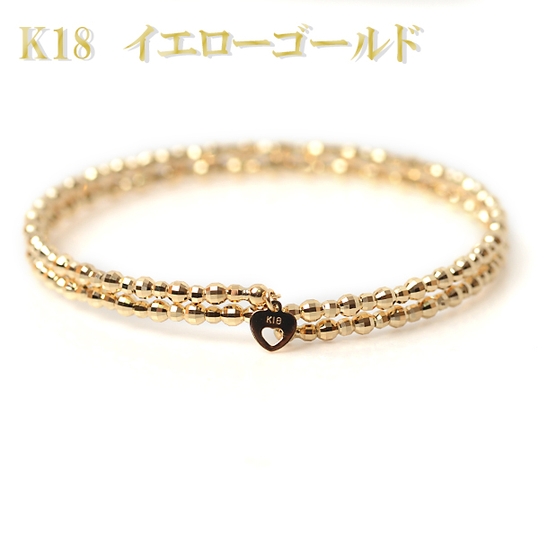 ブレスレット レディース k18 18金 バングル キラキラ ミラー