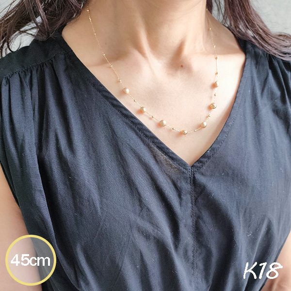 k18 ネックレス レディース 18金 マカロン型 約5.7mm玉入り