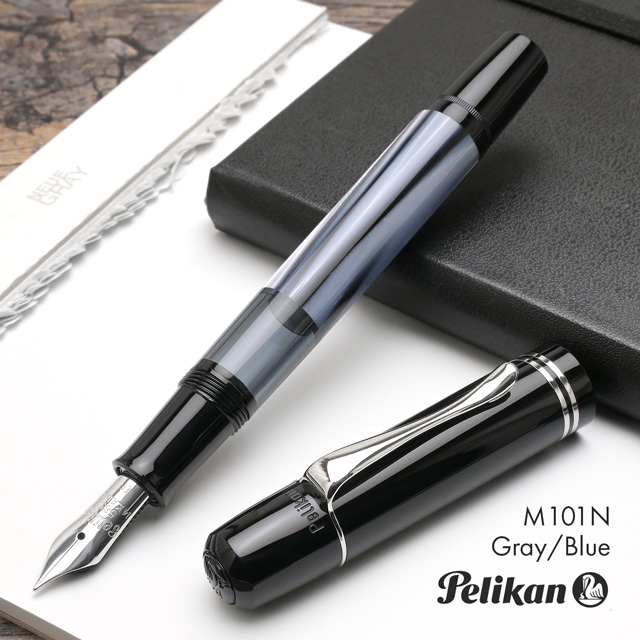 Pelikan（ペリカン） 万年筆 M101N グレー ブルー 14金 特別生産品