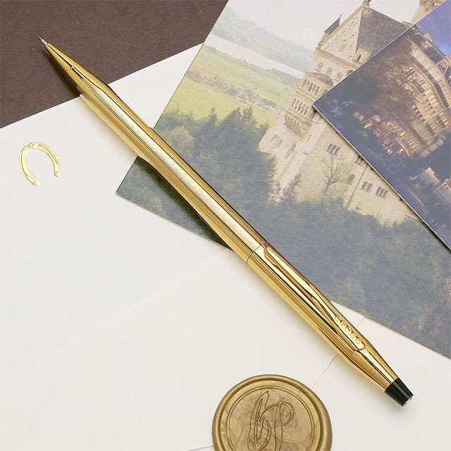 クラシックセンチュリー シャーペン 名入れ クロス ゴールドPVD 0.7mm