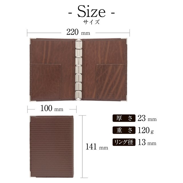 ASHFORD（アシュフォード） システム手帳 M6 牛革 ダイヤモンド