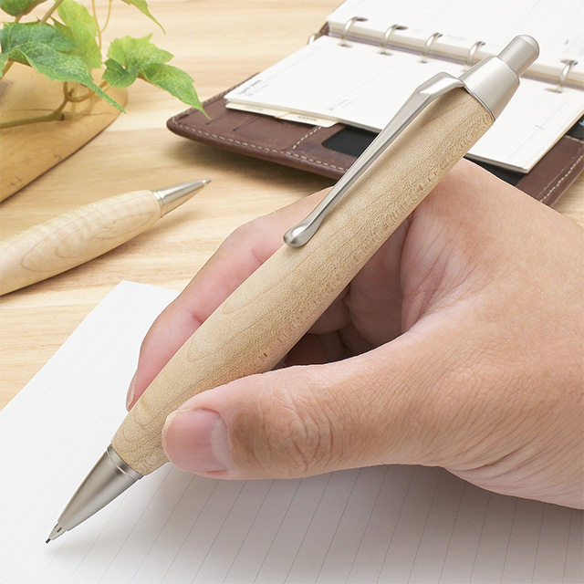 シャーペン 木軸 0.5mm 楓ちぢみ杢 カーリーメイプル Pent ペント 竹内