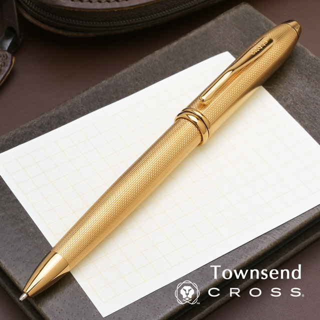 タウンゼント ボールペン 名入れ クロス ダイヤモンドパターン 23金