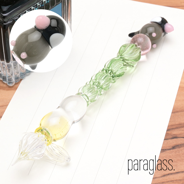 新品未使用　paraglass パラグラス　ガラスペン　クマ ガラスペン パラグラス 桜文鳥 animal glass pen paraglass プレゼント