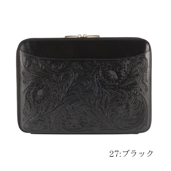 未使用 タグ有り Carving Tribes レザー PCケース BLK/黒 GRACE CONTINENTAL 期間限定10%OFF Carving PC case カービング