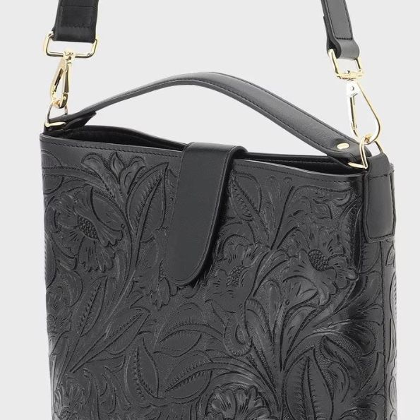 GRACE CONTINENTAL カービングトライブス　カゴバッグ 黒 GRACE CONTINENTAL 期間限定10%OFF Bucketbag バケットバッグ