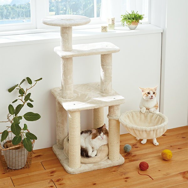 PEPPY（ペピィ） 爪とぎキャットタワー セール33％OFF やわらカップタワー キャットタワー ベージュ 爪とぎ 猫