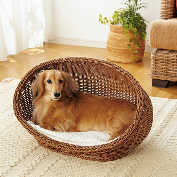 ラタン調コクーンベッド Mサイズ 夏用 クール 小型犬 犬 犬用品 犬用