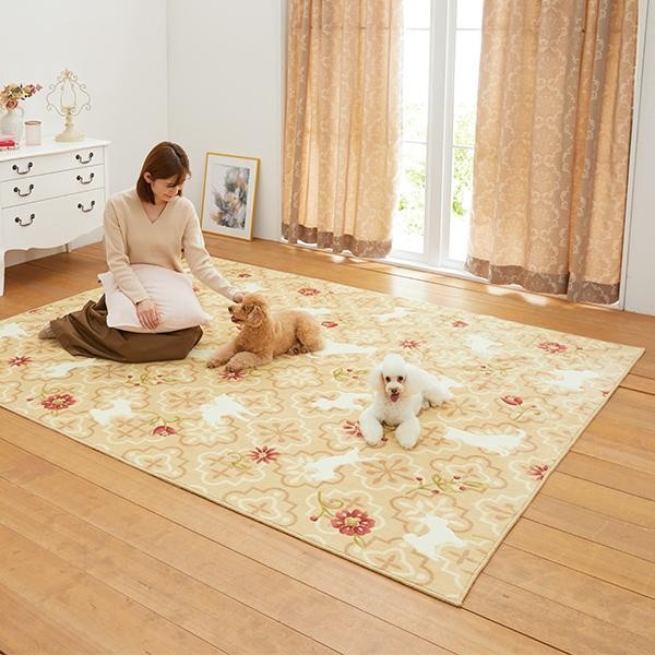 ペットマット ロマネスクシルエット 抗菌はっ水ラグ 130×190 犬 いぬ