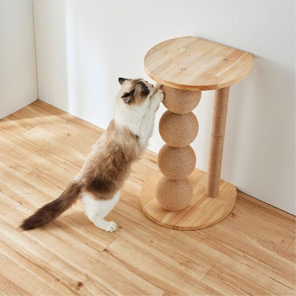 PEPPY（ペピイ） ニャンまるも爪とぎ 木目 猫 爪とぎ 麻縄 ポール 猫用